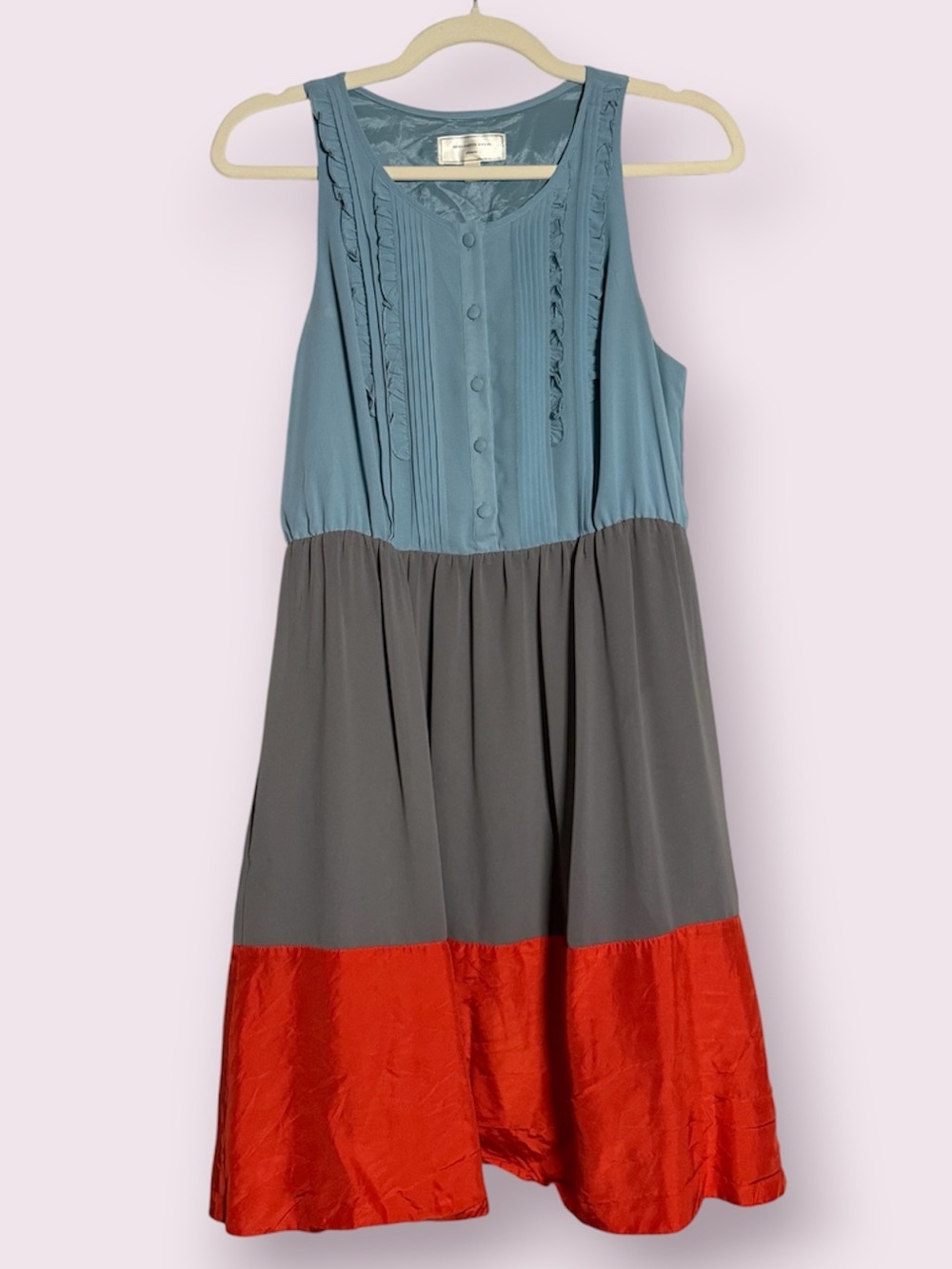 Anthropologie Moulinette Soeurs Sabine Colorblock Blue Grey Orange Dress Size 4